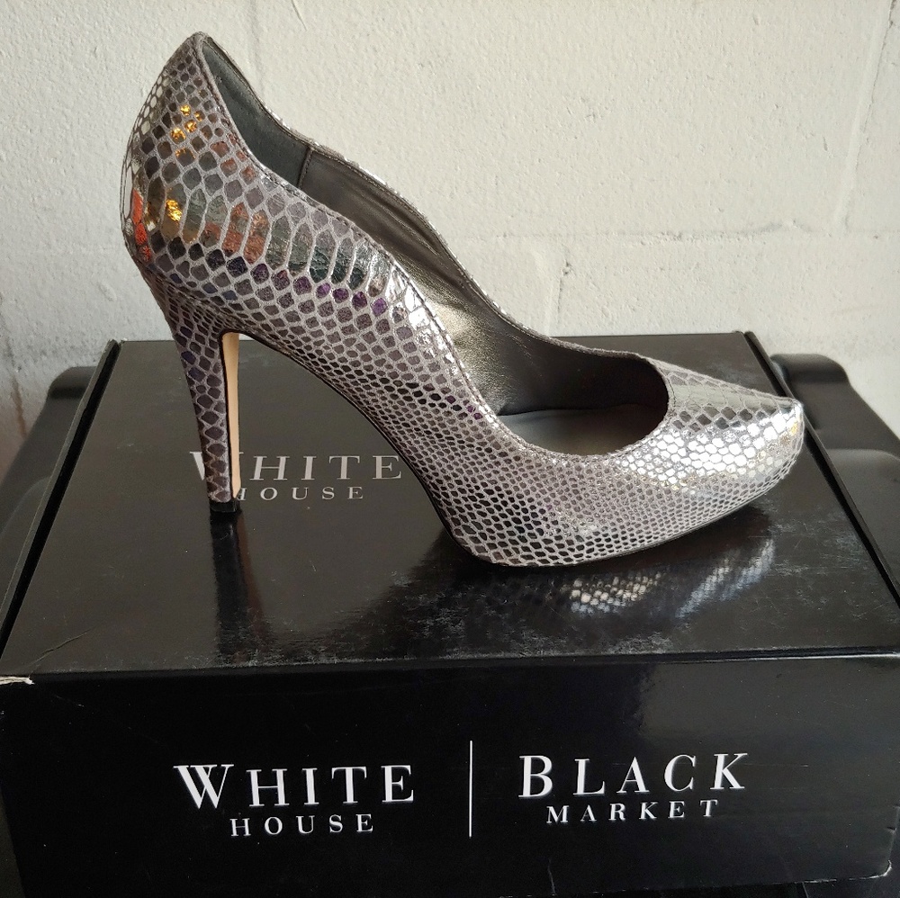 White House Black Market Silver Pumps